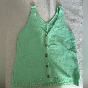 Green knitted tank top, all cotton, size M